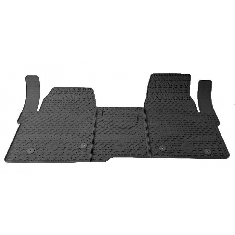 Guminiai kilimėliai FORD Transit Custom 2023→ (Priekiniai, Su originaliais tvirtinimais, Juodos spalvos)