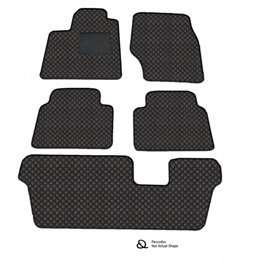 Kilimėliai QuiltyMats MAZDA CX-80 2024-> (7v., I, II ir III eilės) (7 vnt.), Black-Black /11-MAX2
