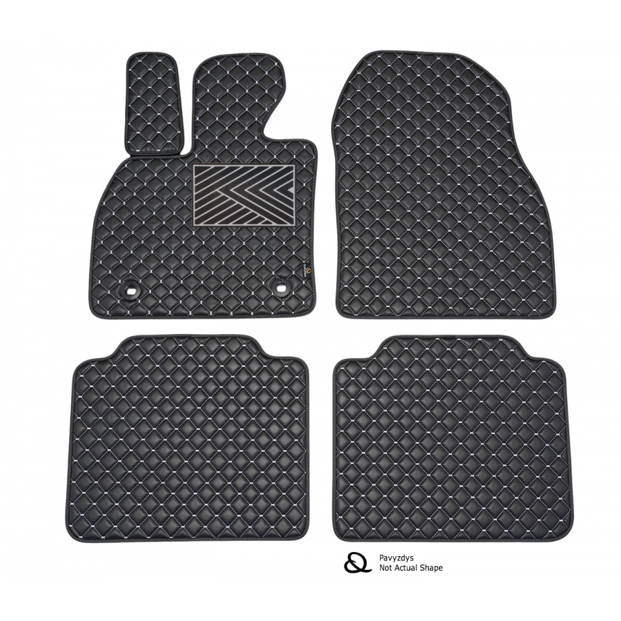 Odiniai kilimėliai QuiltyMats OPEL ASTRA (K) 2015-2021 (Juodos spalvos - Pilkais dygsniais)