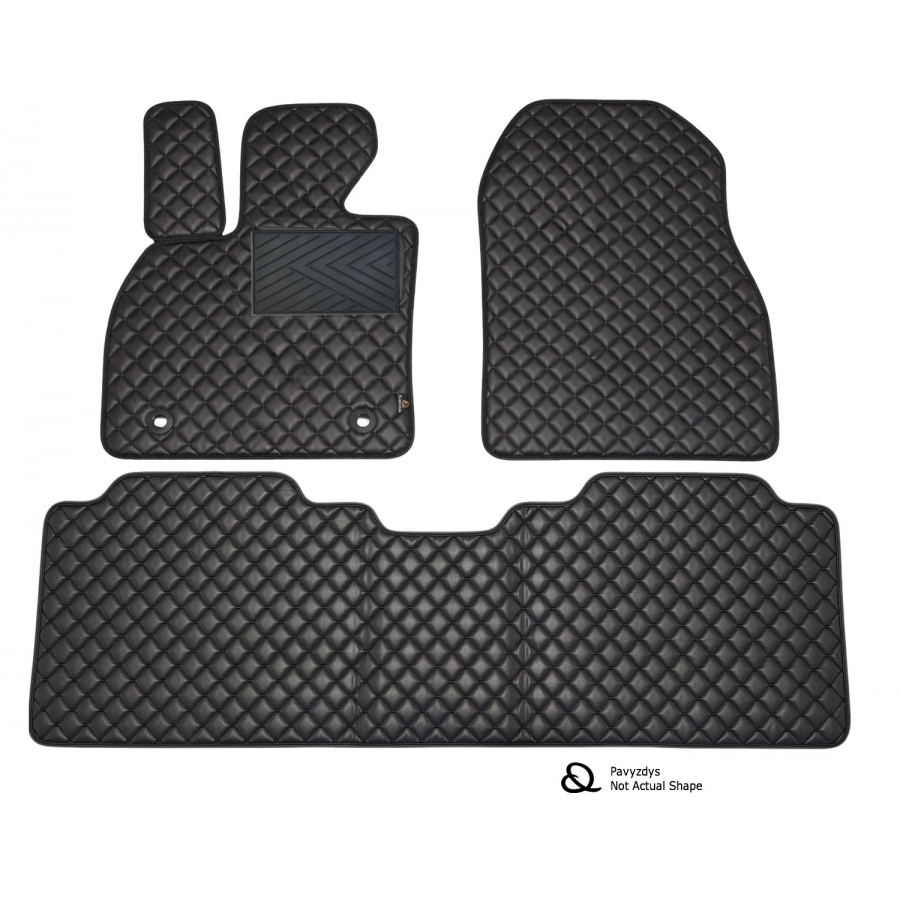 Odiniai kilimėliai QuiltyMats OPEL COMBO (Keleivinis) 2001-2011 (2 eilės) (Juodos spalvos - Juodais dygsniais)