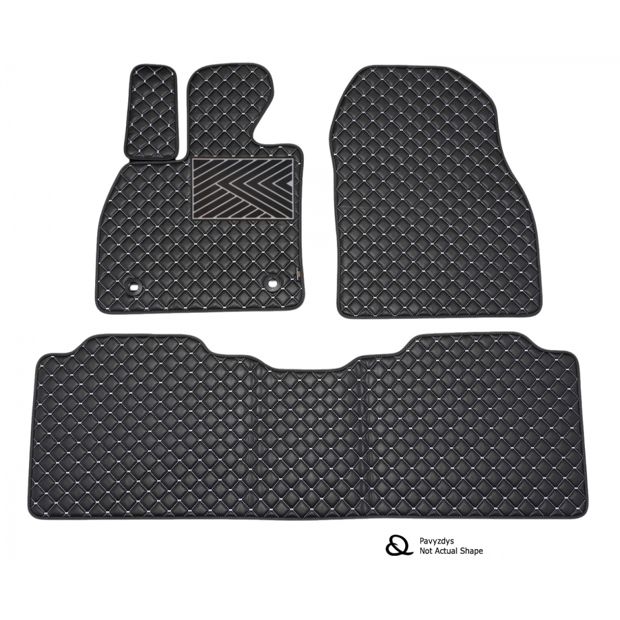 Odiniai kilimėliai QuiltyMats OPEL COMBO (Keleivinis) 2001-2011 (2 eilės) (Juodos spalvos - Pilkais dygsniais)