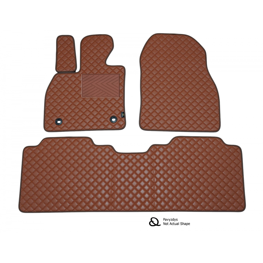 Odiniai kilimėliai QuiltyMats OPEL COMBO (Keleivinis) 2001-2011 (2 eilės) (Rudos spalvos - Rudais dygsniais)