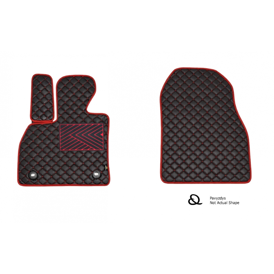 Odiniai kilimėliai QuiltyMats OPEL COMBO 2012-2017 (Juodos spalvos - Raudonais dygsniais)