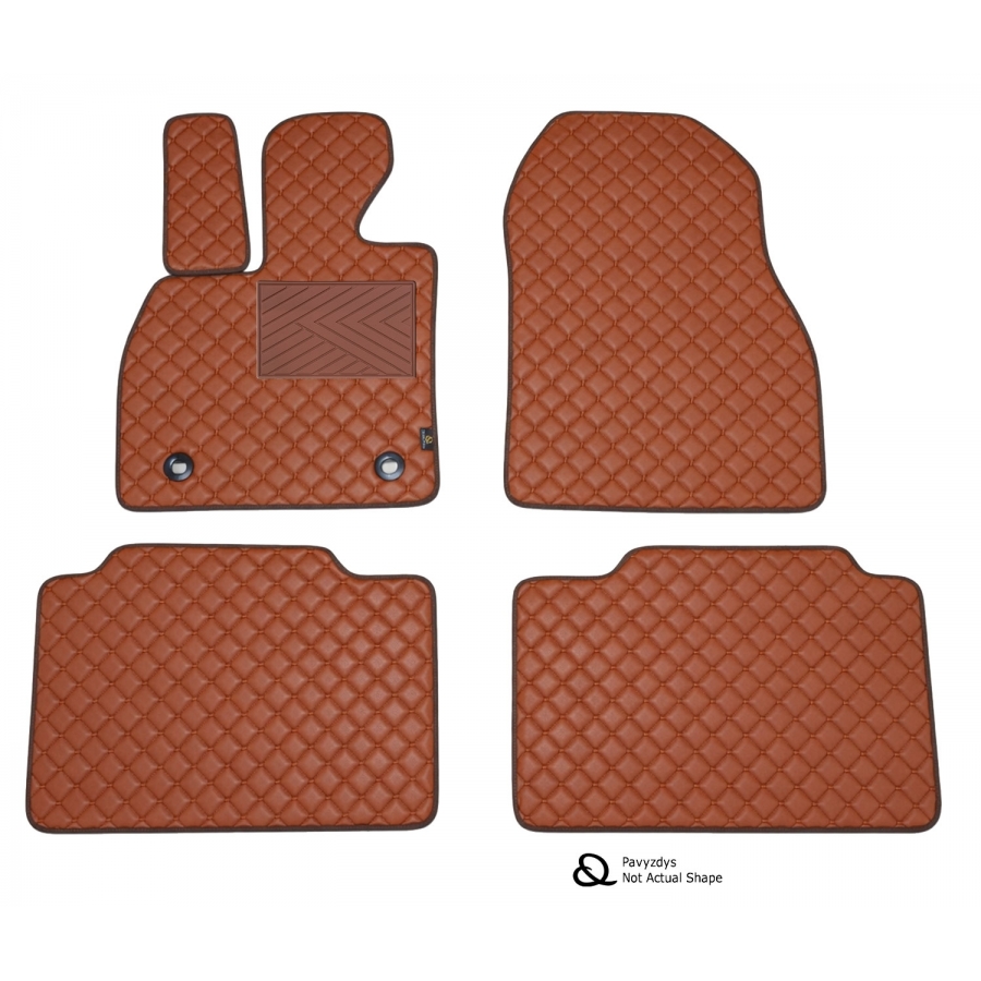 Odiniai kilimėliai QuiltyMats OPEL ASTRA (L) 2022→ (Rudos spalvos - Rudais dygsniais)