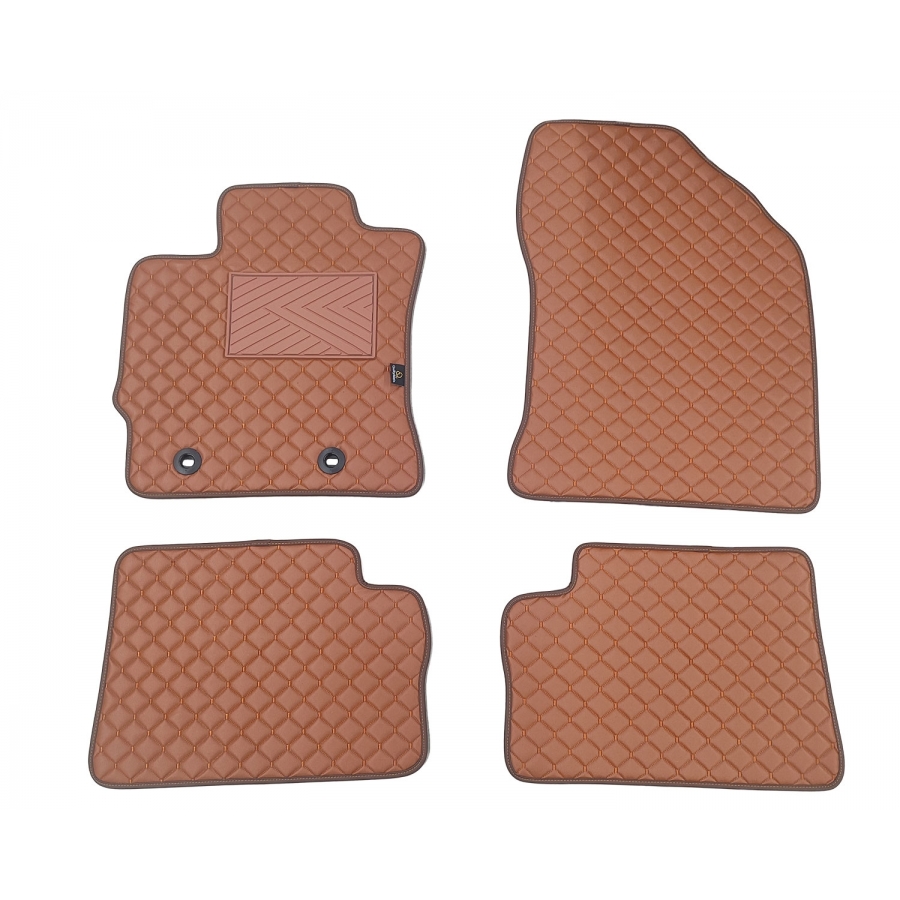 Odiniai kilimėliai QuiltyMats TOYOTA AURIS 2012-2019 (Rudos spalvos - Rudais dygsniais)