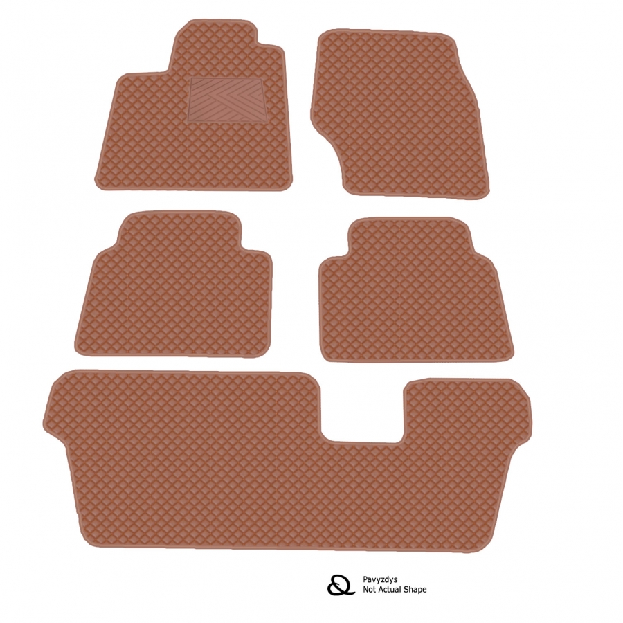Kilimėliai QuiltyMats VOLKSWAGEN SHARAN 2010-2023 (7v., I, II ir III eilės) (6 vnt.), Brown-Brown /55-MAX2