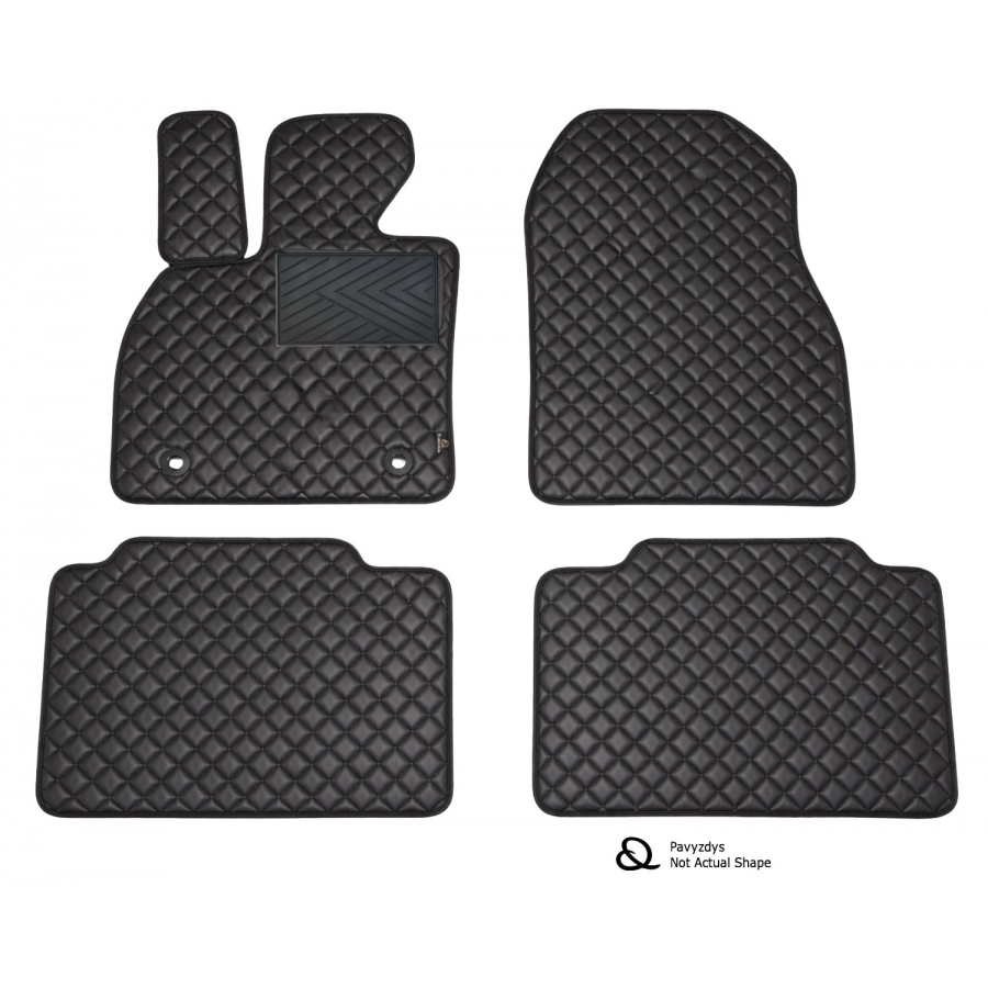 Odiniai kilimėliai QuiltyMats VOLKSWAGEN GOLF 8 Hatchback 2019→ (Juodos spalvos - Juodais dygsniais)