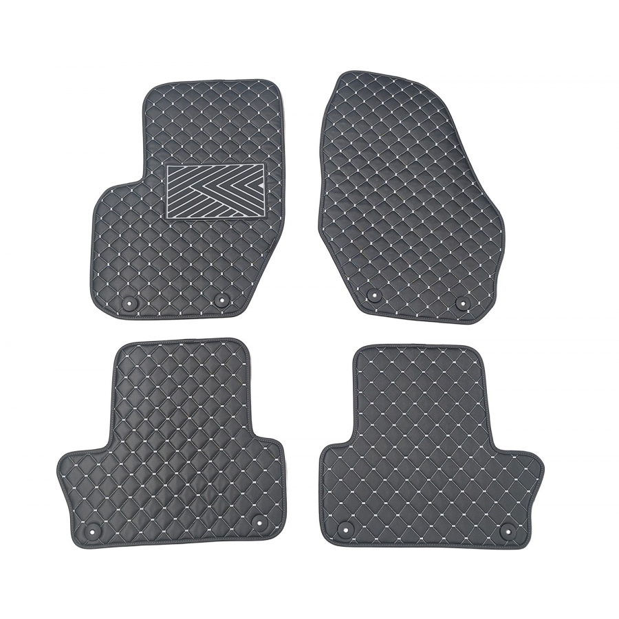 Odiniai kilimėliai QuiltyMats VOLVO XC60 2008-2017 (Juodos spalvos - Pilkais dygsniais)