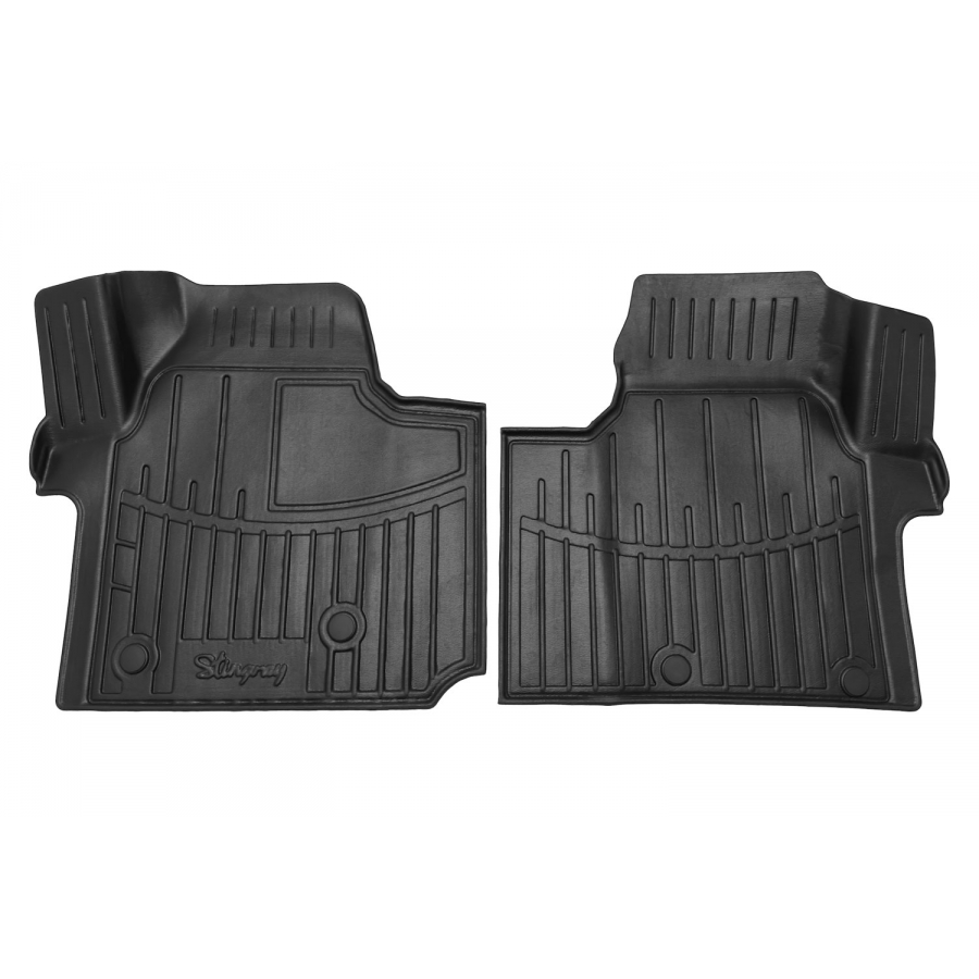 Guminiai 3D kilimėliai VOLKSWAGEN Transporter (T7) (1+2 vietų) 2022→ (Priekiniai, Juodos spalvos)