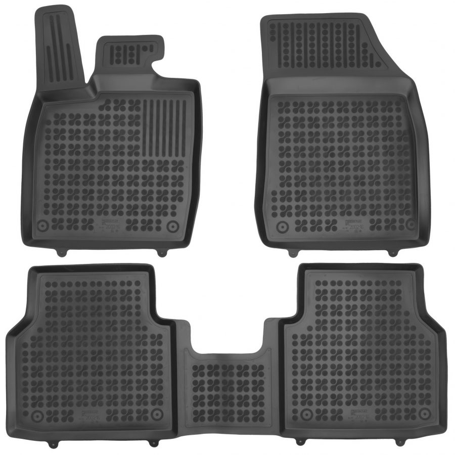 Guminiai kilimėliai SKODA Enyaq iV 2020→ (Paaukštintais kraštais, Be tunelio tarp 2 eilės sėdynių)